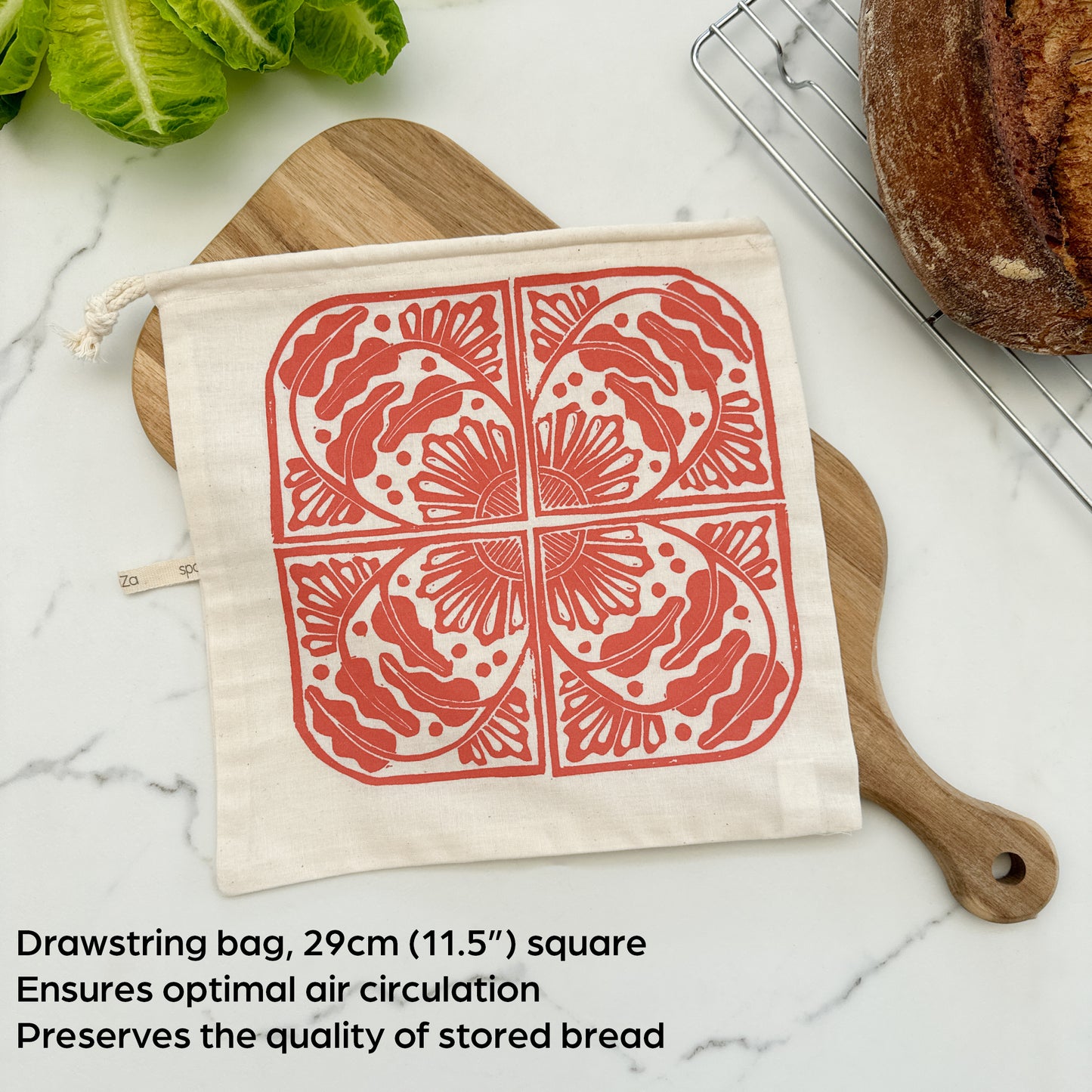 Bread Bag 11.5" square cotton Madiba Print