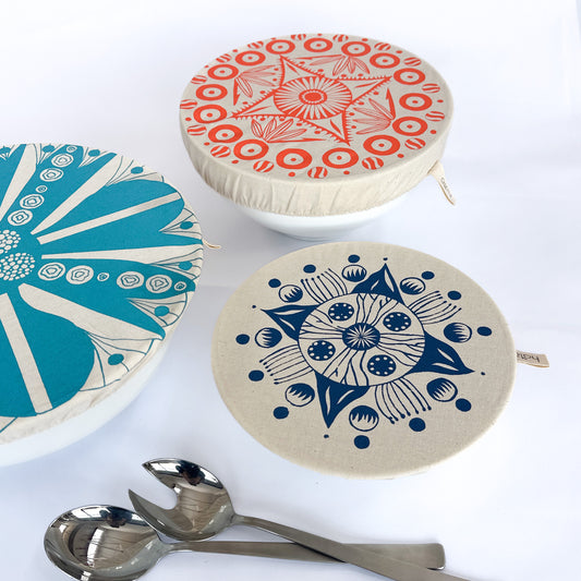 Halo Dish Covers Large Set of 3 | Aloe Print