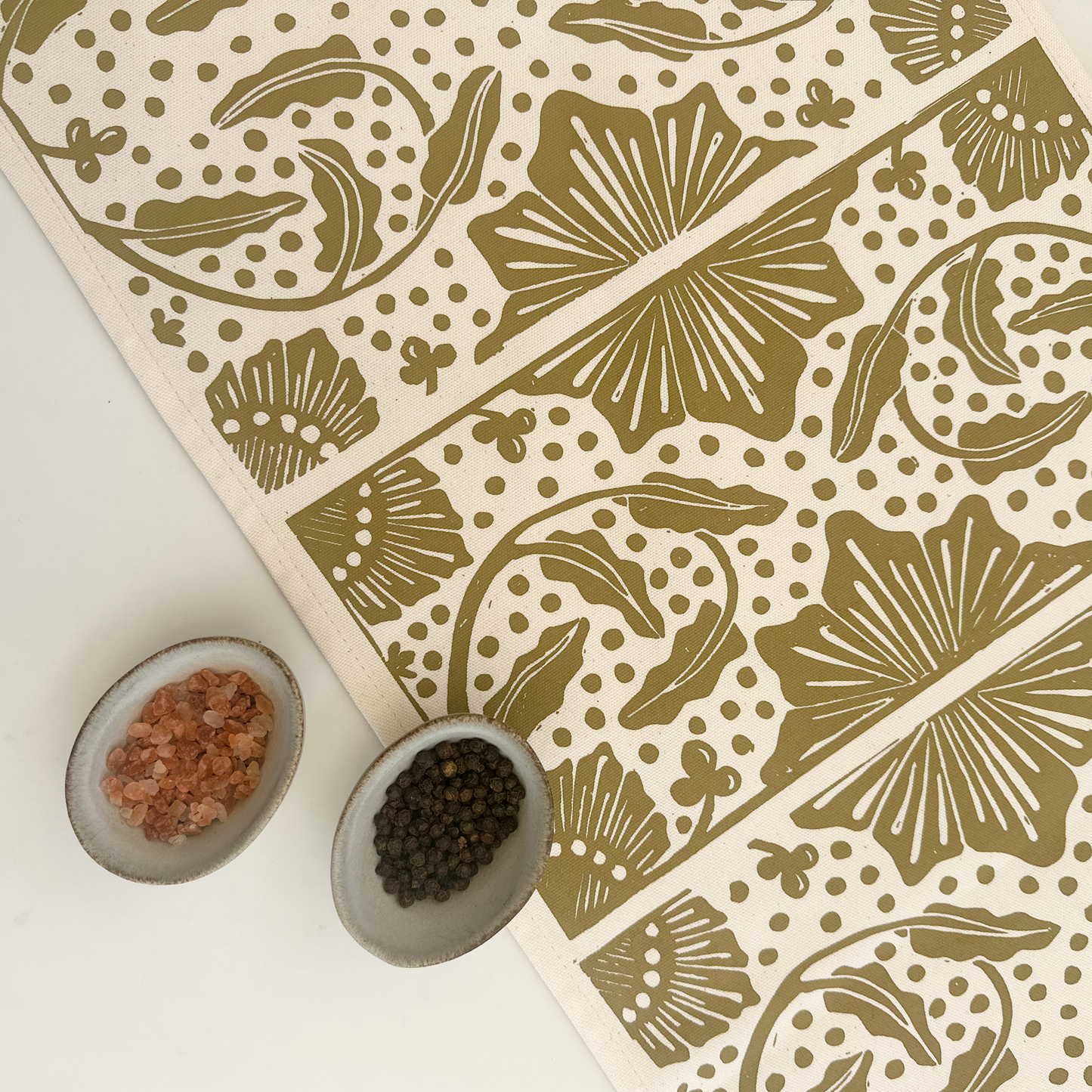 Table Runner 71" and 94" gold/ navy stamp print Madiba series table decor