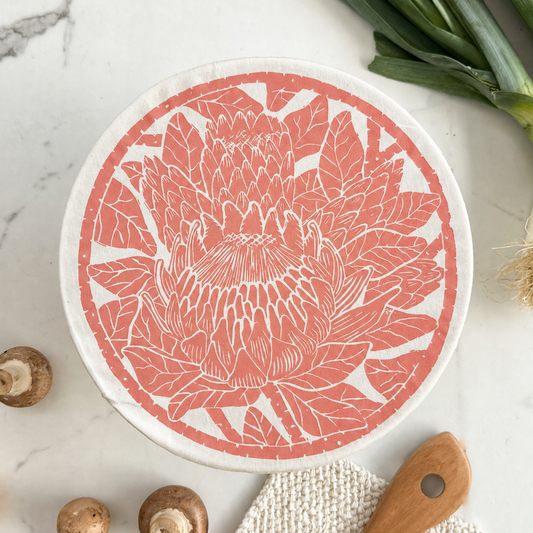Dish and Bowl Cover Large Protea Print | your salad bowl cover