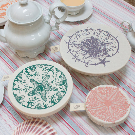 Halo Dish and Bowl Cover Small Set of 3 | Starfish Print