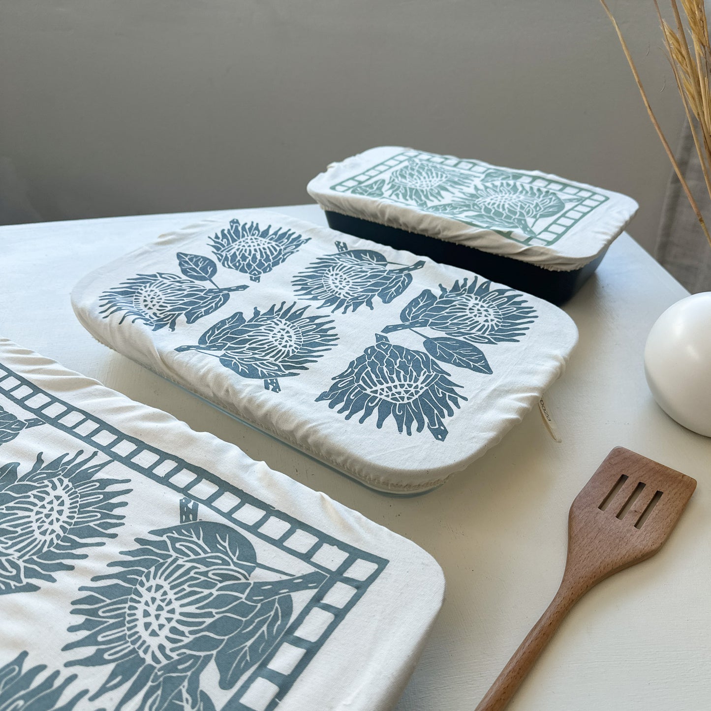 Dish Cover Rectangle Covers Set of 3 Protea Print