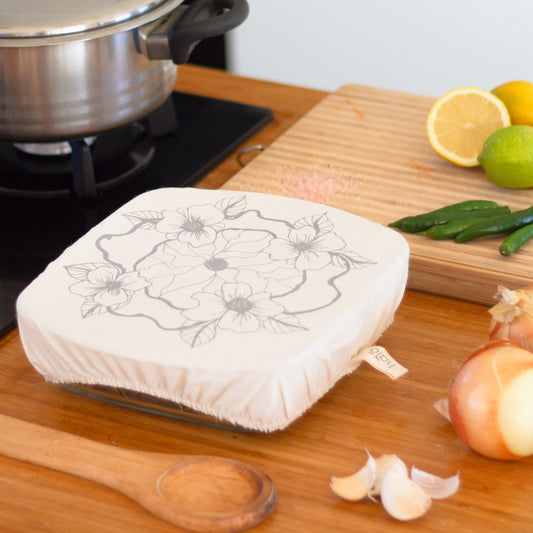 Halo Dish and Casserole Cover Square | Edible Flowers Print