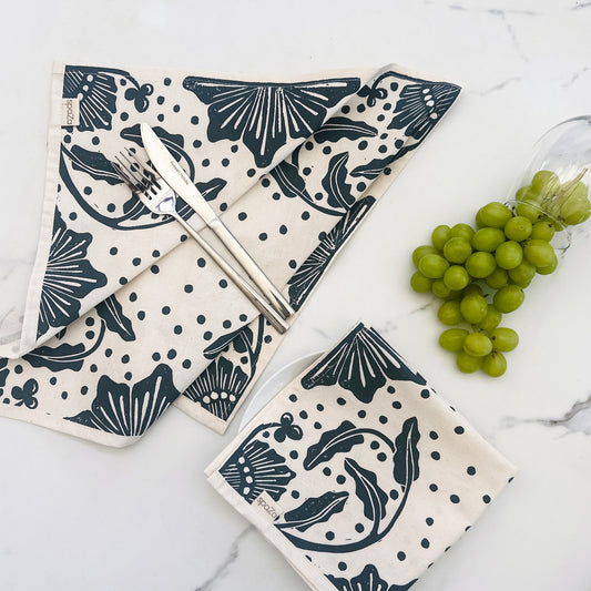 Cotton Table Napkins Red, Navy, Gold | Madiba Print