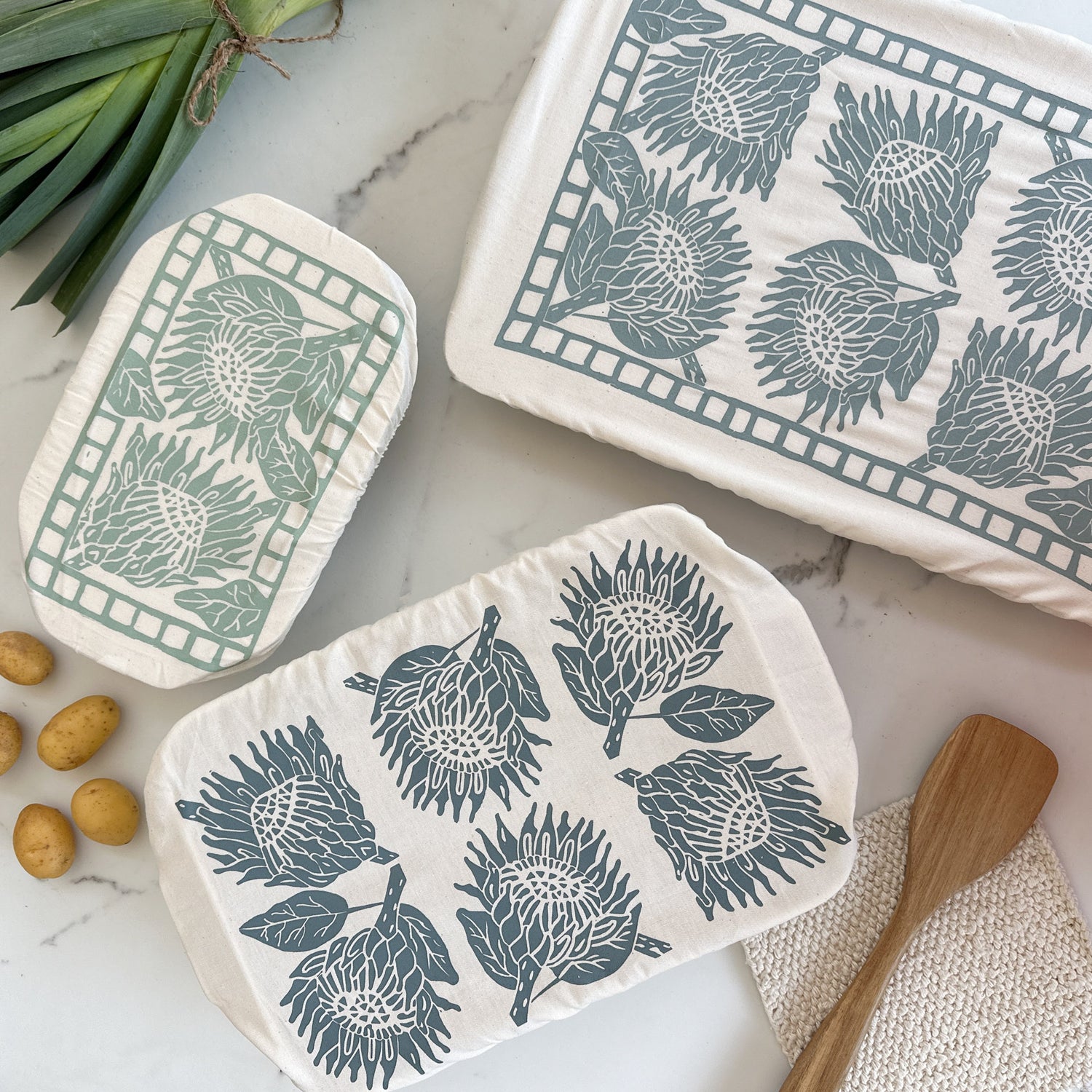 Dish Cover Rectangle Set of 3 | Protea Print