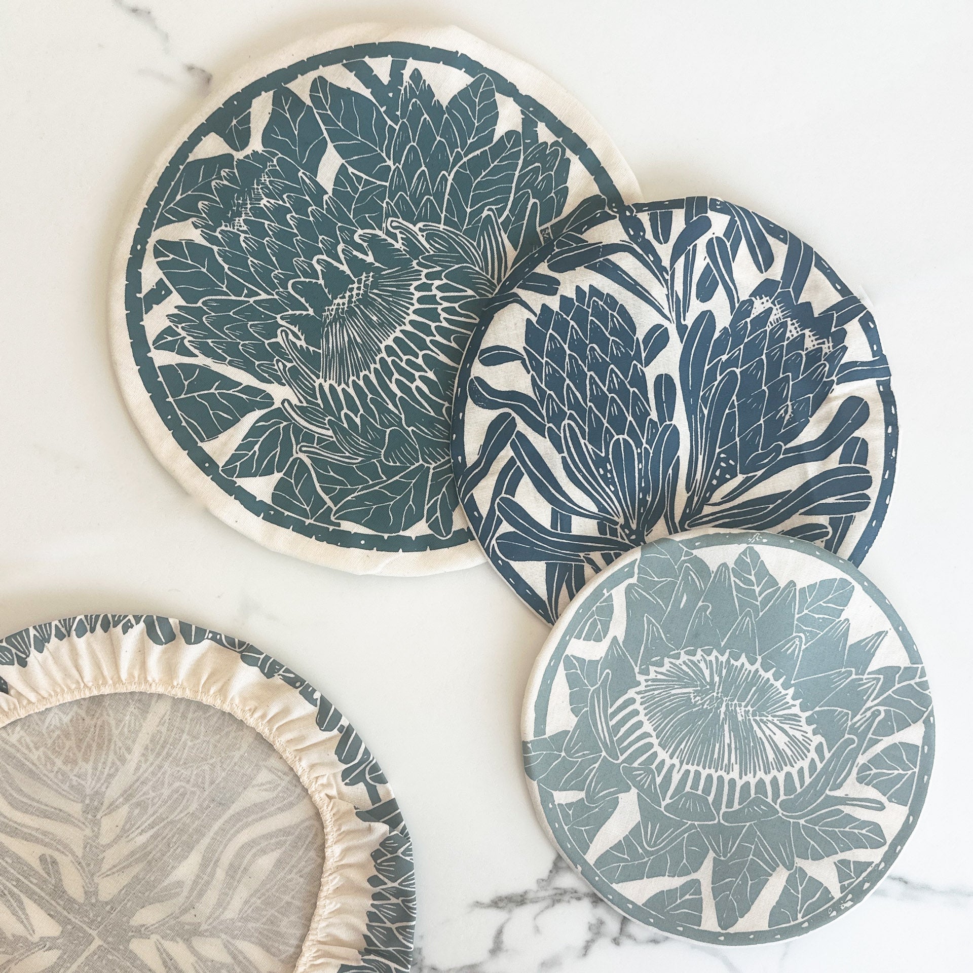Dish and Bowl Cover Set of 4 | Protea Print