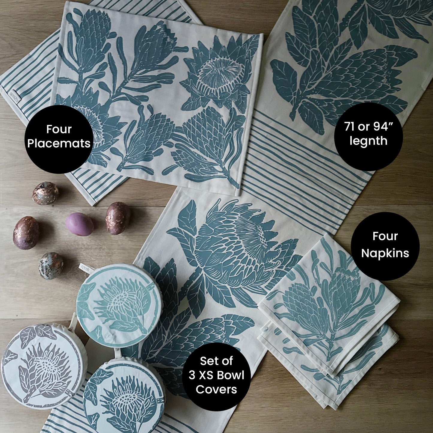Dining Bundle for 4 | Protea Print