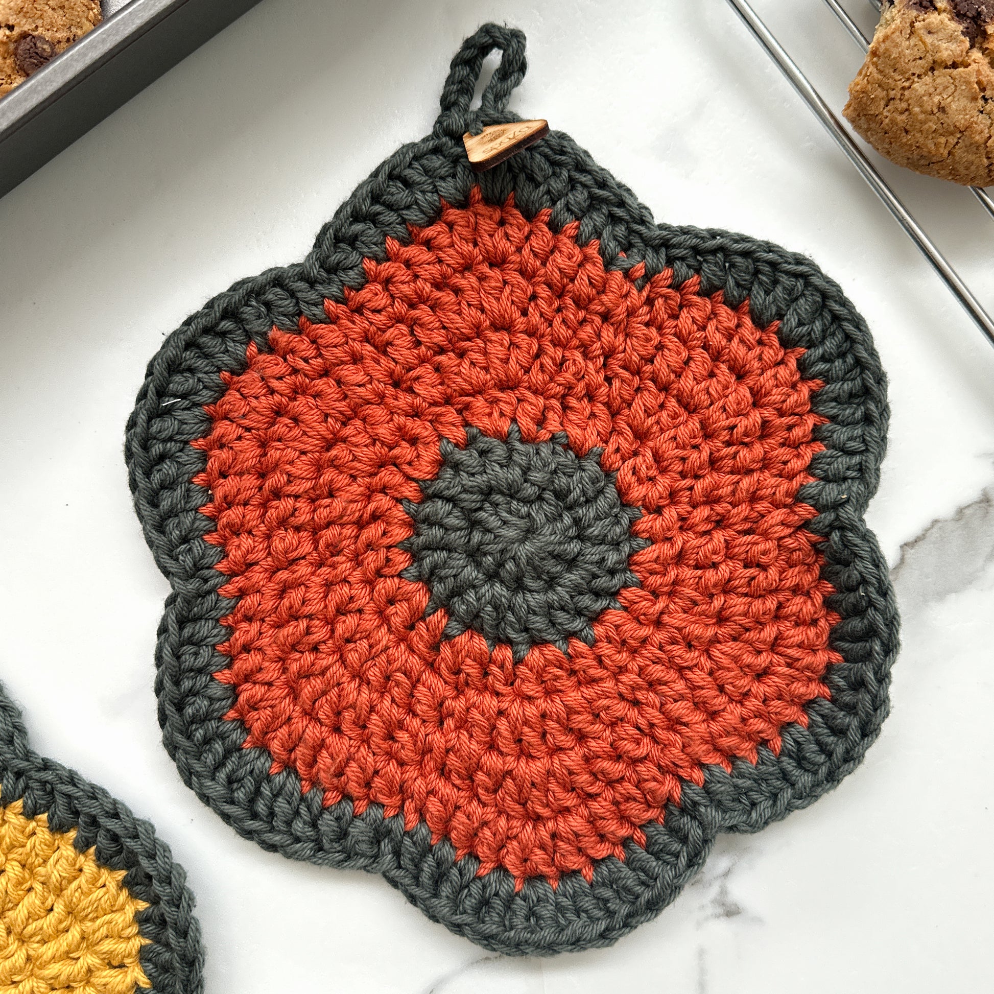 Pot Holder Crochet Flower | Oven Mitt