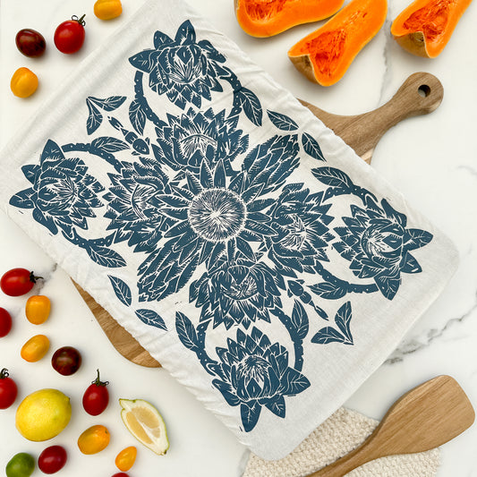 Dish and Casserole Cover Rectangle Extra Large Protea Print | cloth cover for a casserole dish