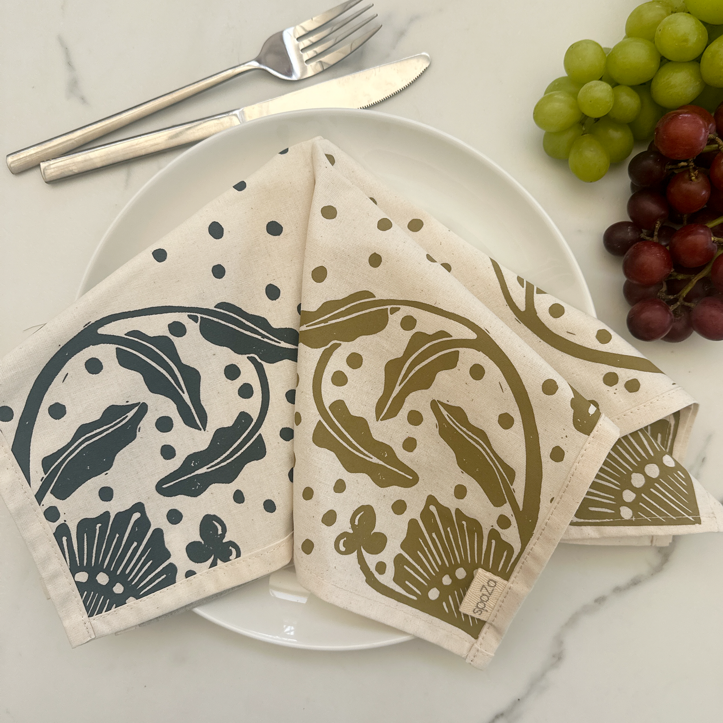Cotton Table Napkins Red, Navy, Gold | Madiba Print