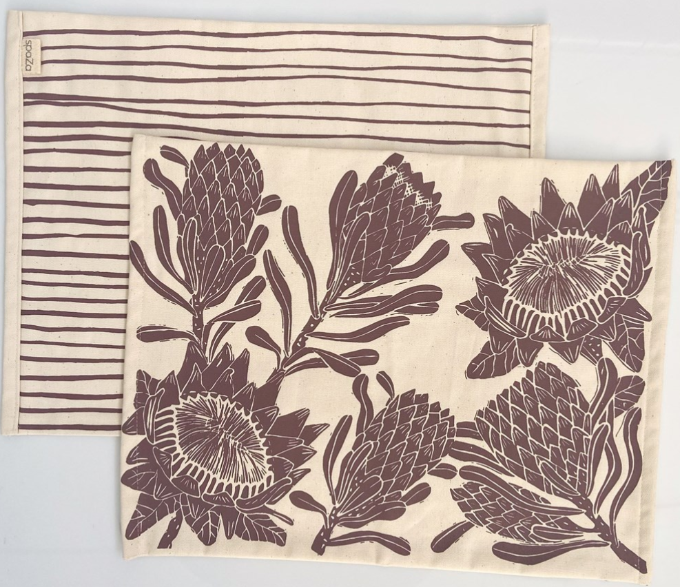 Placemats Reversible Blue Green | Set of 2 Protea Print