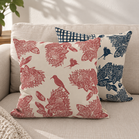 Cushion Cover | 45 cm/18 in | Protea Ocean Blue & Terra Rosa