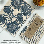Placemats set of 2 Protea Print | fabric, reversible table setting