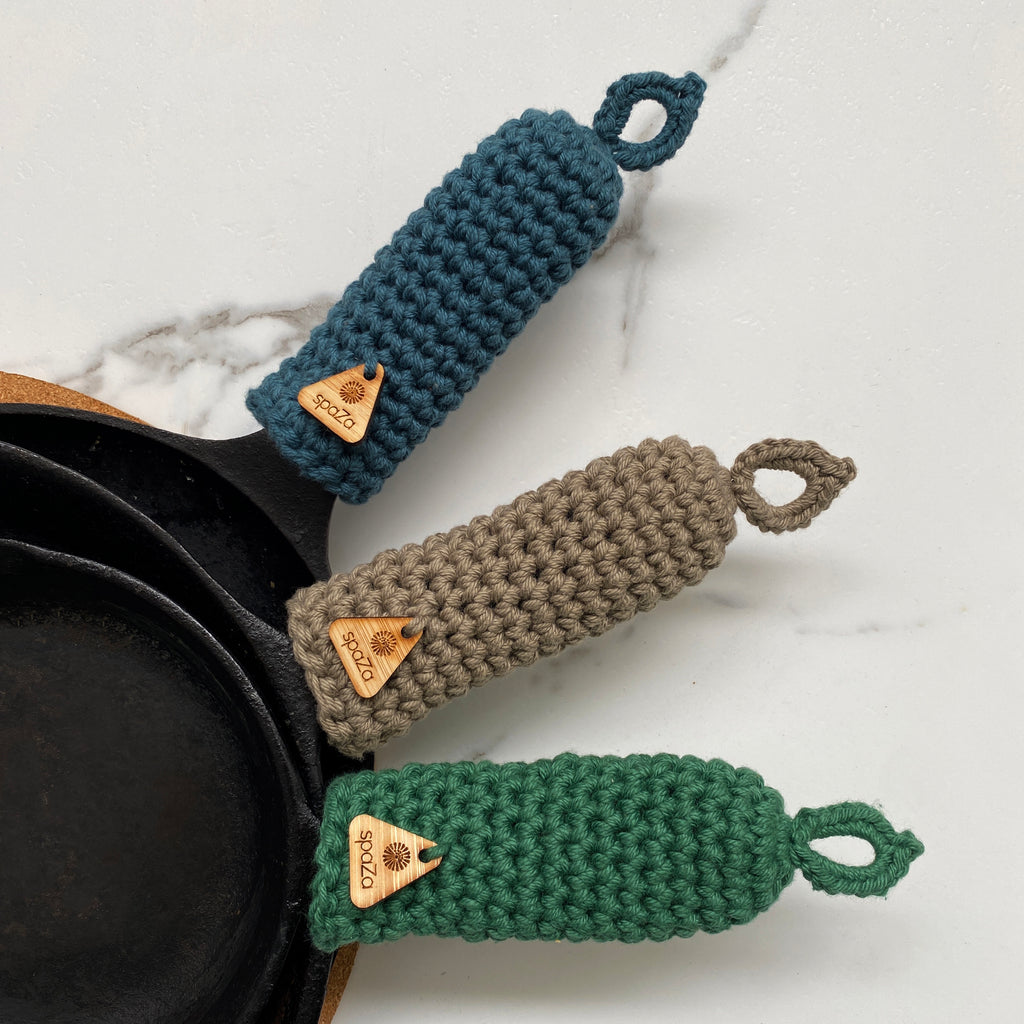 Cast Iron Handle Cover & Washcloth : r/crochet