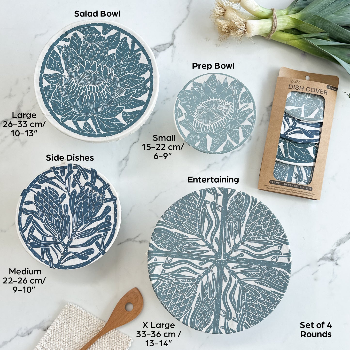 Dish and Bowl Cover Set of 4 | Protea Print