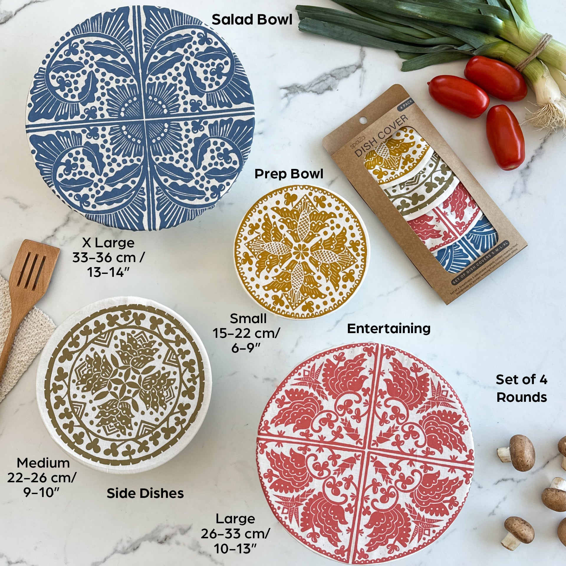 Dish and Bowl Cover Set of 4 Madiba Print