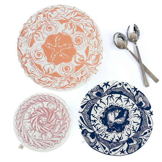 Halo Dish Covers Large Set of 3 | Starfish Print