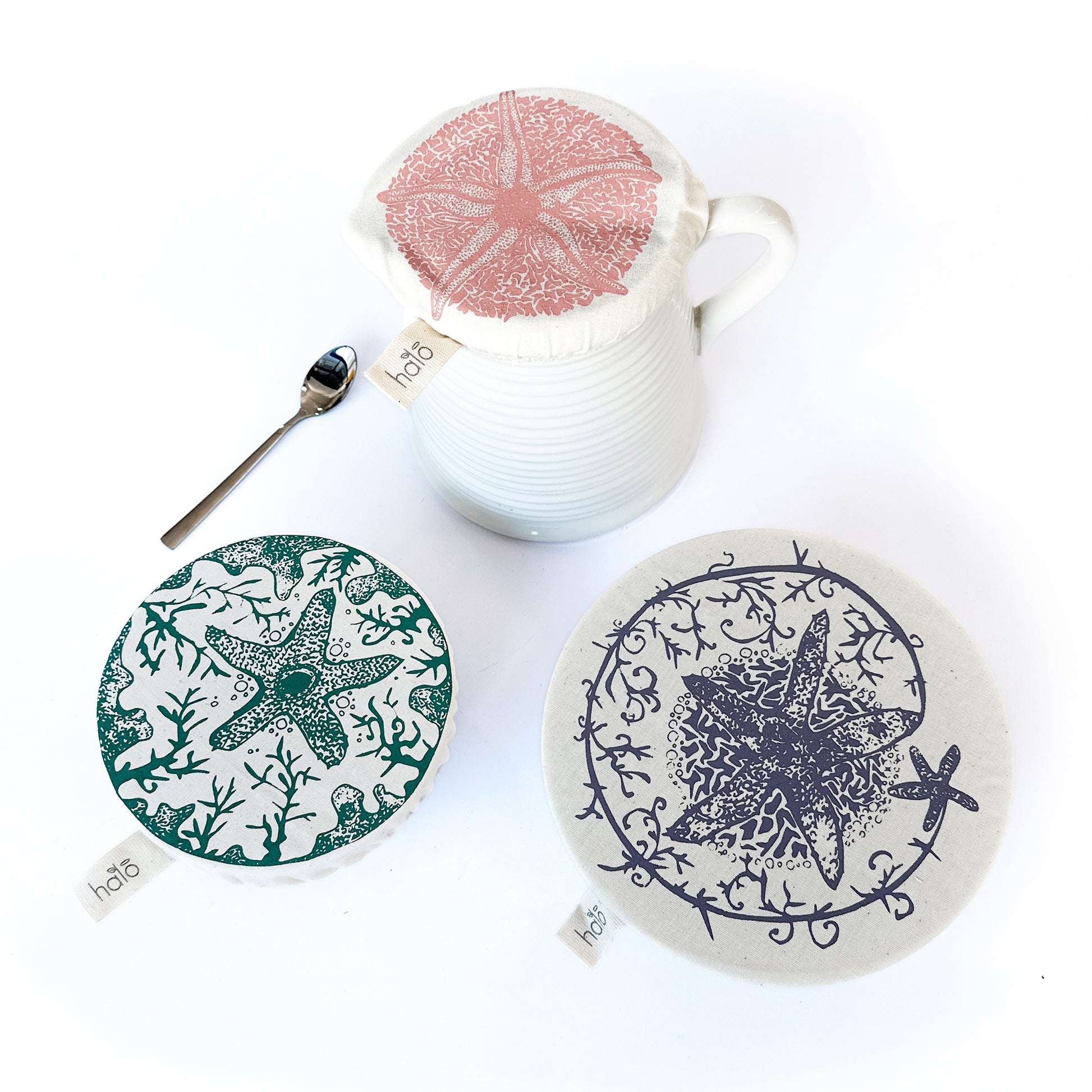 Halo Dish and Bowl Cover Small Set of 3 | Starfish Print