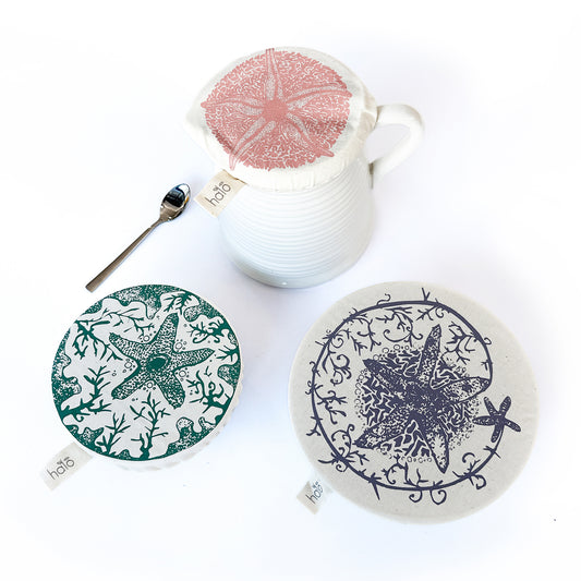 Halo Dish and Bowl Cover Small Set of 3 | Starfish Print