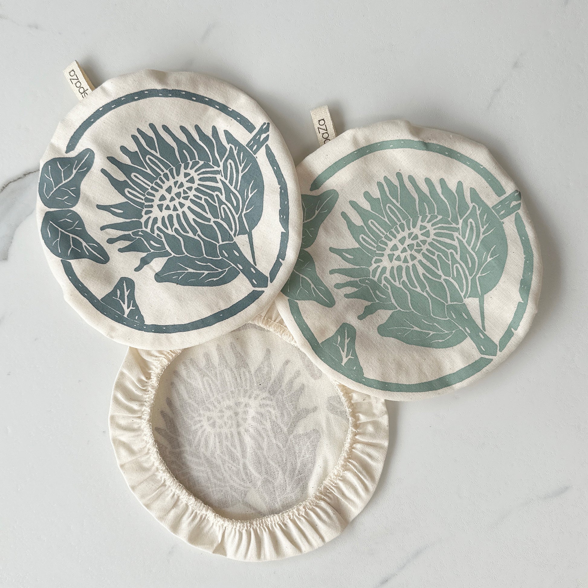 Bowl Covers Set of 3 cereal bowl covers Protea Print