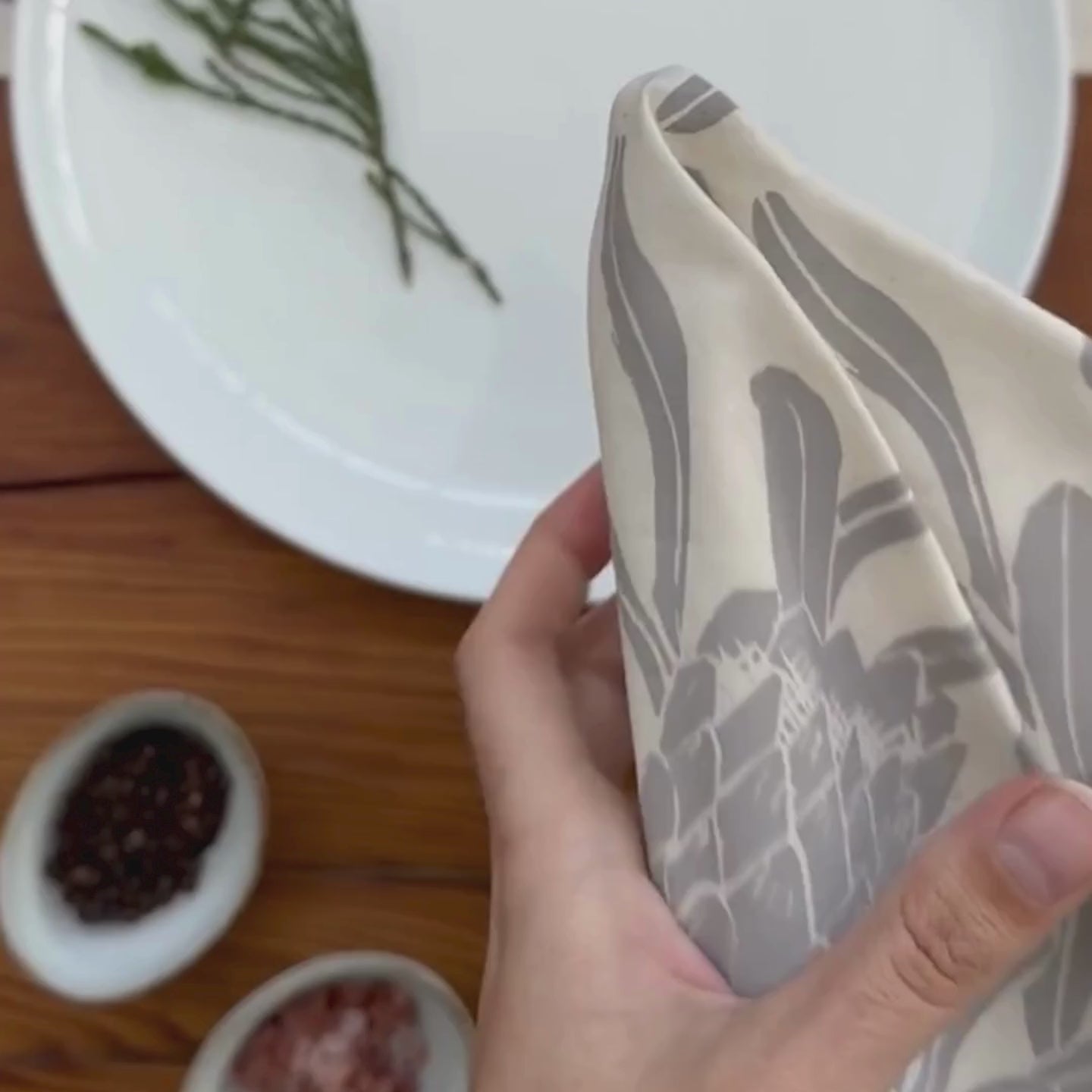 Cotton Table Napkins Blues and Greys | Protea Print