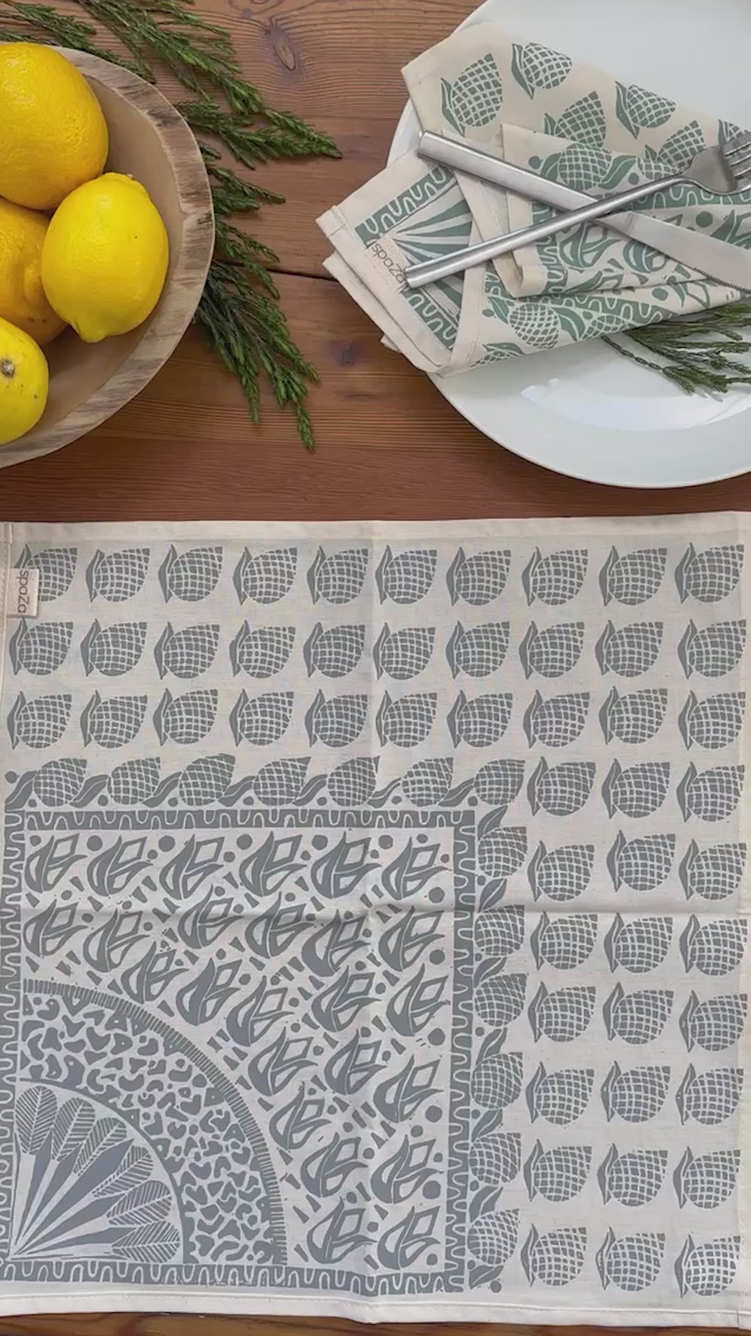Cotton Table Napkins Greys and Greens | Safari Print