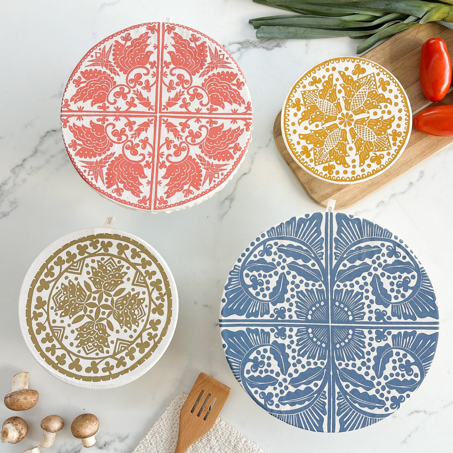 Dish and Bowl Cover Set of 4 Madiba Print