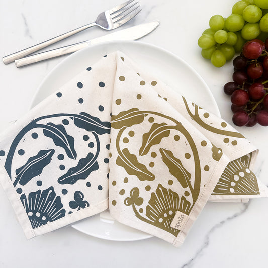 Cotton Table Napkins Red, Navy, Gold | Madiba Print