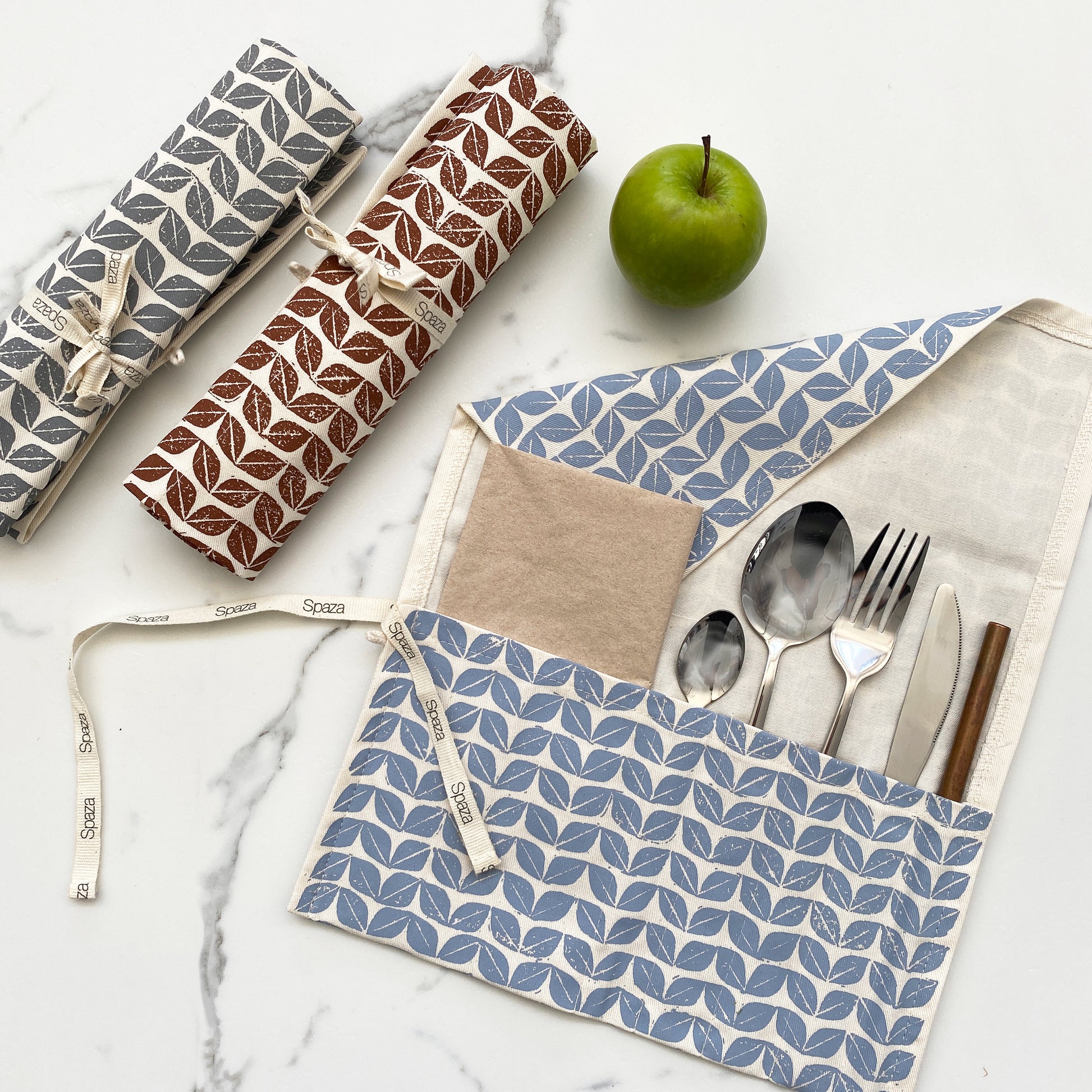 Reusable Cutlery Roll | 5 Compartments & Serviette Pocket